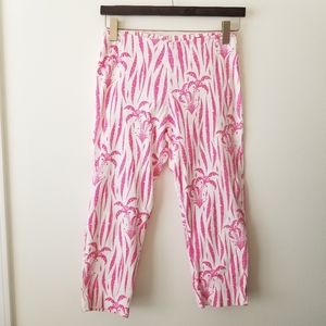 Govango | White Pink Palm Leaf Capris Size 8